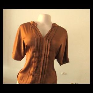 New York & Company Gold Silk Blouse